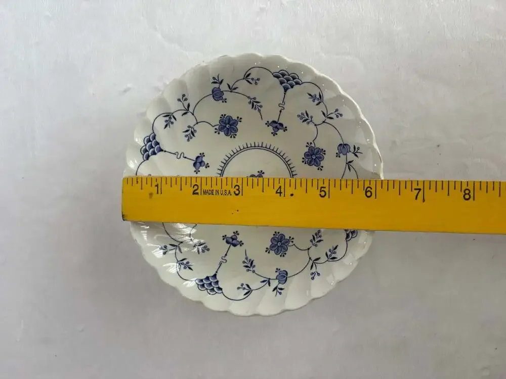 Myott Finlandia Fine Staffordshire Ware Blue and White Scalloped Bowls Set of 3
